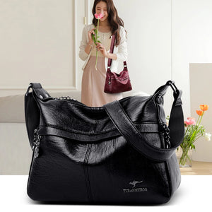 Retro PU Crossbody Bag Women Solid Color Handbag Shoulder Bag