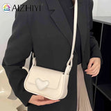 PU Leather Flap Crossbody Bag with Love Clasp, Soft Commute Bag