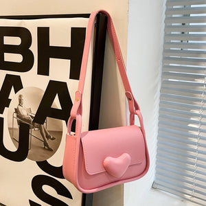 PU Leather Crossbody Bag Love Clasp Shoulder Bag