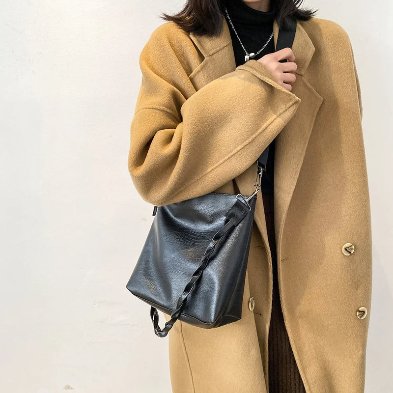 PU Leather Crossbody Bags with Braided Strap for Women