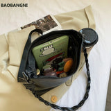 PU Leather Crossbody Bags with Braided Strap for Women