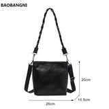 PU Leather Crossbody Bags with Braided Strap for Women