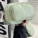 PU Leather Crossbody Bag with Mini Purse Pendant