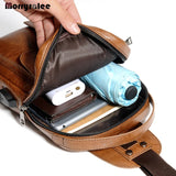 PU Leather Crossbody Bags Men Casual Messenger Bag Male Shoulder Bag Chest Pack