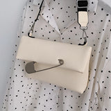 PU Leather Crossbody Bag Flap Handbag Wide Strap Shoulder Bag