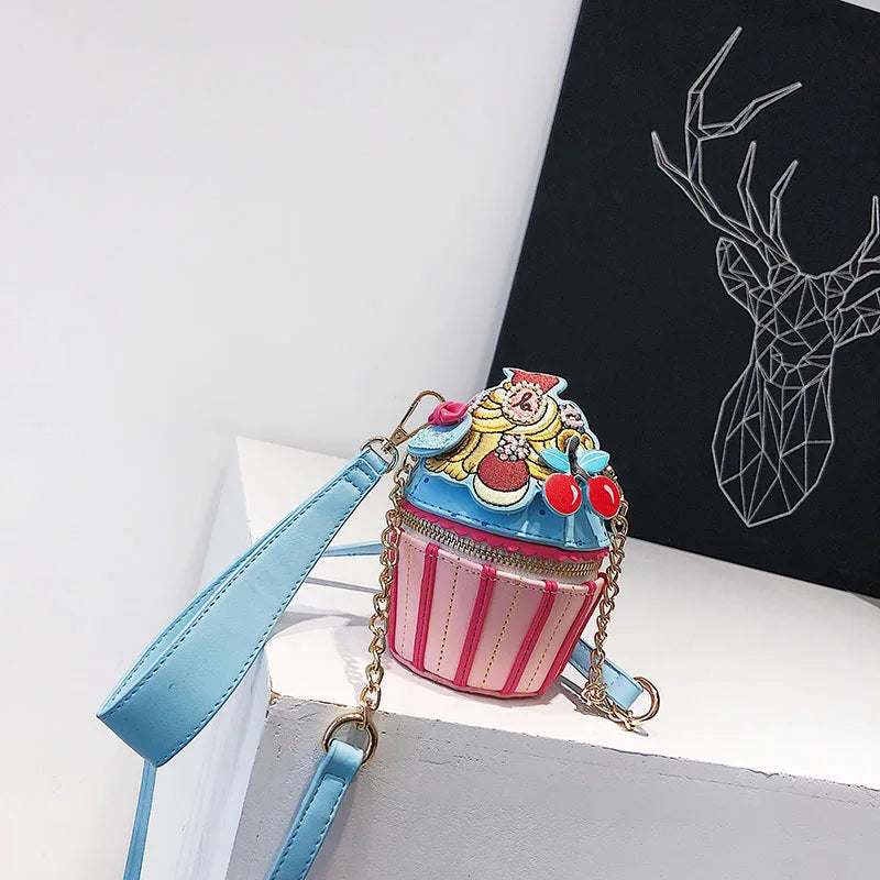Ice Cream Shape Bucket Crossbody Bags PU Leather Wallets Women Handbags