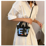 PU Leather Doodle Mini Bag For Women Girls Purses And Handbags Shopper Bags