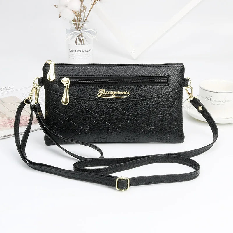 Embossed PU Leather Shoulder Bag Crossbody Multi-function Female Bag