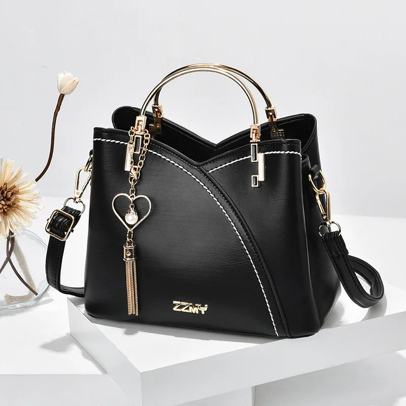 PU Leather Female Shoulder Bag with Comfortable Handle