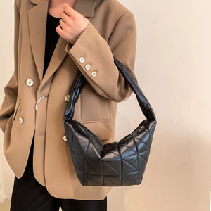 PU Leather Hobos Women Shoulder Underarm Bags Quilted Rhombus Pattern