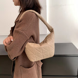 PU Leather Hobos Women Shoulder Underarm Bags Quilted Rhombus Pattern