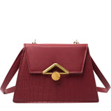 Crocodile Pattern Shoulder Bag Chain Lock Small Square Bag