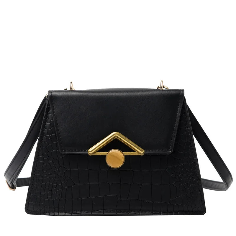 Crocodile Pattern Shoulder Bag Chain Lock Small Square Bag
