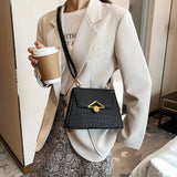 Crocodile Pattern Shoulder Bag Chain Lock Small Square Bag