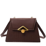 Crocodile Pattern Shoulder Bag Chain Lock Small Square Bag