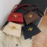 Crocodile Pattern Shoulder Bag Chain Lock Small Square Bag