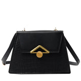 Crocodile Pattern Shoulder Bag Chain Lock Small Square Bag