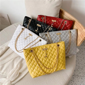 PU Leather Female Chain Handbags Young Women Large Capacity Tote Bag