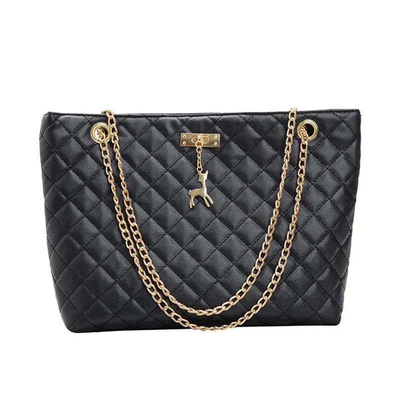 PU Leather Female Chain Handbags Young Women Large Capacity Tote Bag