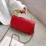 PU Leather Chains Shoulder Bag Party Clutch Mini Crossbody