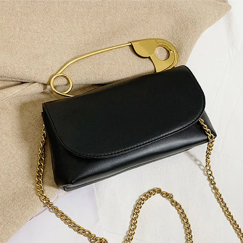 Chic PU Leather Shoulder Clutch Bag with Chains