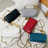 Chic PU Leather Shoulder Clutch Bag with Chains