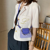 PU Leather Shoulder Bag Acrylic Chain Small Crossbody Phone Bag