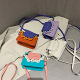 PU Leather Shoulder Bag Acrylic Chain Small Crossbody Phone Bag