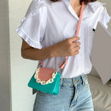 PU Leather Shoulder Bag Acrylic Chain Small Crossbody Phone Bag