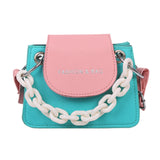 PU Leather Shoulder Bag Acrylic Chain Small Crossbody Phone Bag