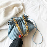 Pleated Shoulder Bag Purses Girl Messenger Chain Handbags