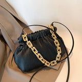 Pleated Shoulder Bag Purses Girl Messenger Chain Handbags