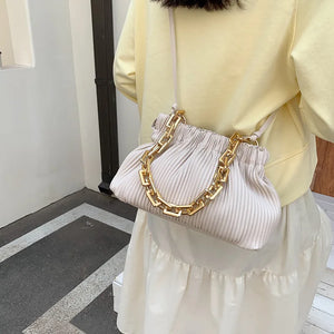 Pleated Shoulder Bag Purses Girl Messenger Chain Handbags