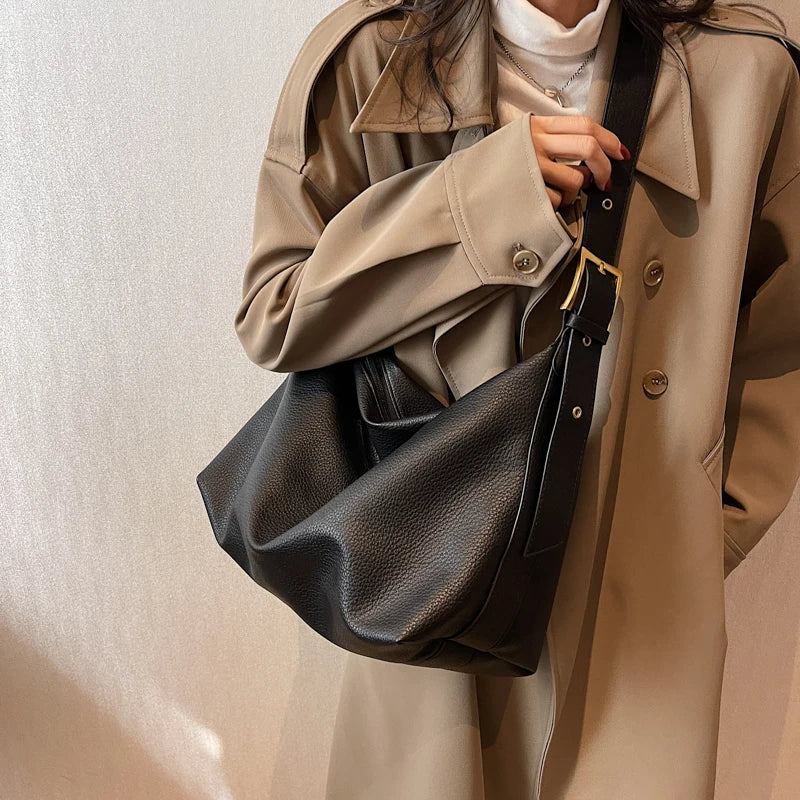PU Leather Large Capacity Shoulder Bags Women Western Style Handbags