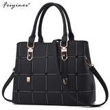 PU Leather Large Capacity Woman Handbag Grid Shoulder Bag Casual Crossbody Bag L