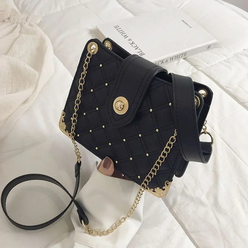 PU Leather Lattice Handbag Shoulder Bag Female Solid Shopping Bags