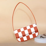 PU Leather Shoulder Bag Minimalist Style Underarm Purse Top Handle Contrasting
