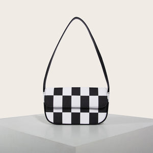 PU Leather Shoulder Bag Minimalist Style Underarm Purse Top Handle Contrasting