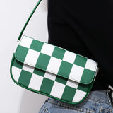 PU Leather Shoulder Bag Minimalist Style Underarm Purse Top Handle Contrasting