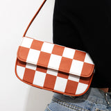 PU Leather Shoulder Bag Minimalist Style Underarm Purse Top Handle Contrasting
