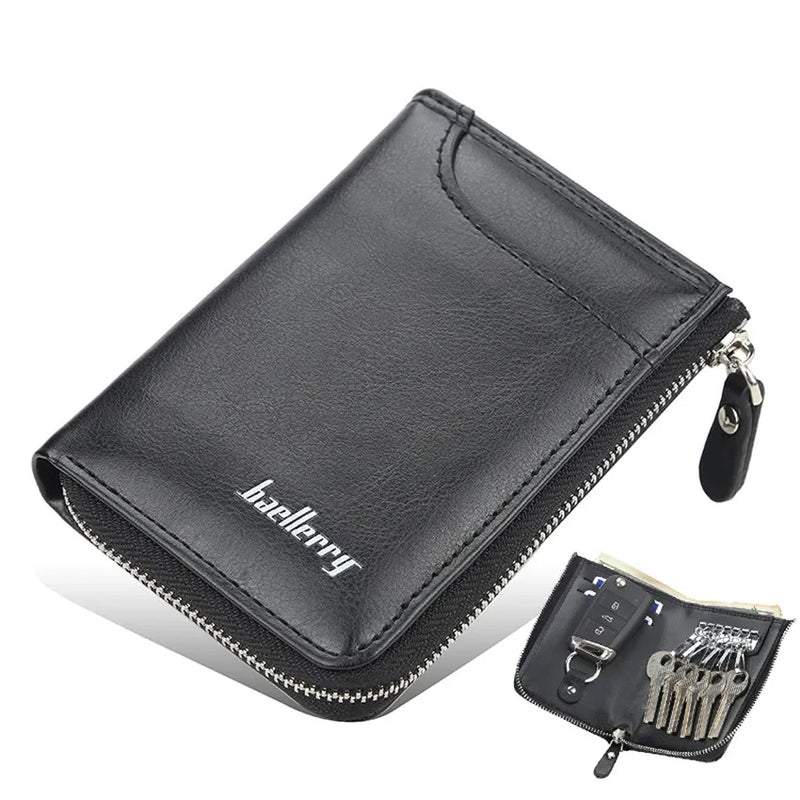 Vintage Men Key Organizer Bag Car Key Case Key Wallet Big Capacity Zipper Key Ho