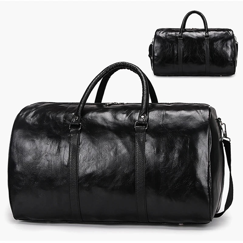 PU Leather Men Travel Bag Large Duffle Independent Big Fitness Bags Handbag Bag