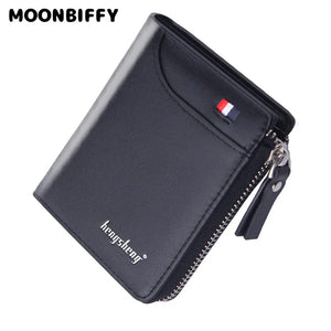PU Leather Men Wallet Business Foldable Wallets Zipper Coins Bag