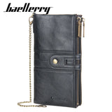 Vintage Envelope Clutch Men's Wallet Double Zipper Chain Purse