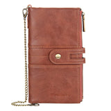 Vintage Envelope Clutch Men's Wallet Double Zipper Chain Purse