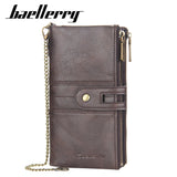 Vintage Envelope Clutch Men's Wallet Double Zipper Chain Purse