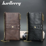 Vintage Envelope Clutch Men's Wallet Double Zipper Chain Purse