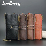Vintage Envelope Clutch Men's Wallet Double Zipper Chain Purse