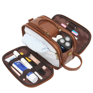 Men Waterproof Makeup Bag PU Leather Cosmetic Beauty Case Toiletry Travel