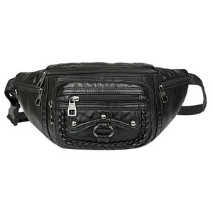 PU Leather Mens Waist Belt Pack Brown Hip Pouch Travel Storage Bag